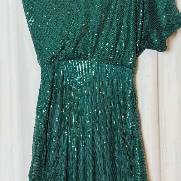 Grace Karin Emerald Green Sequin Asymmetrical Wrap Dress NWT Women’s Medium - Picture 11 of 16